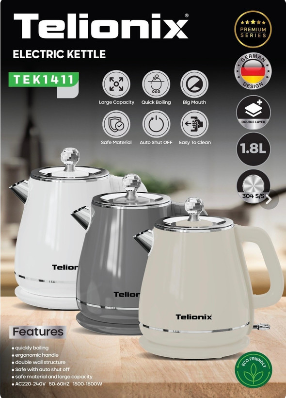 کتری برقی تلیونیکس مدل TEK1411 ظرفیت ۱.۸ لیتر جوشآوری سریع