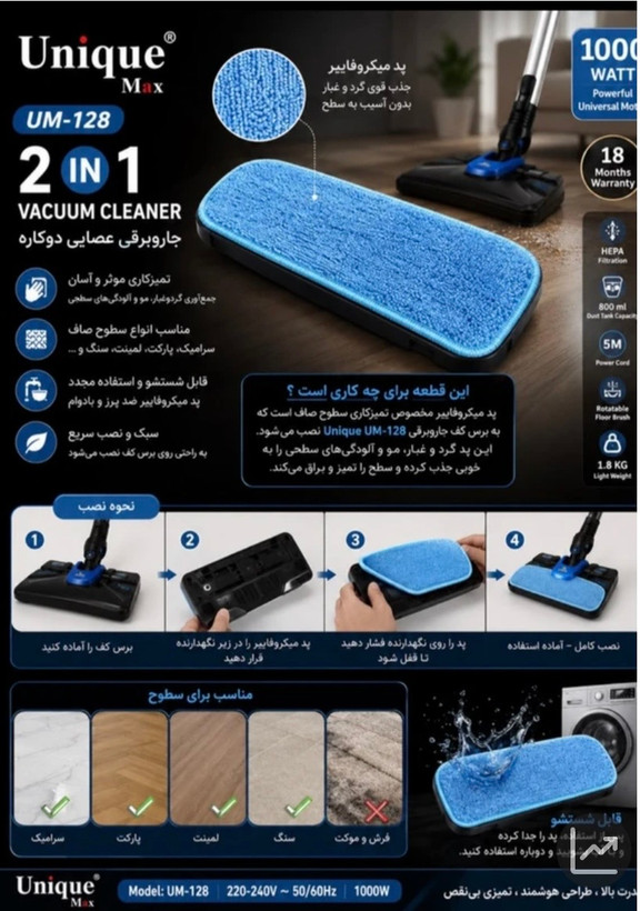 جارو عصایی یونیک مدل UM128